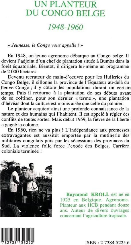 Quatrième de couverture de « UN PLANTEUR DU CONGO BELGE »