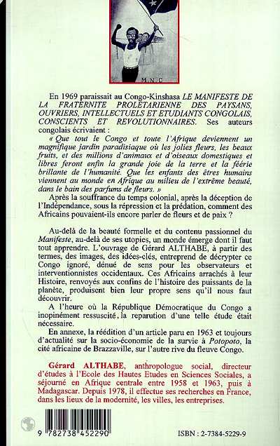 Quatrième de couverture de « LES FLEURS DU CONGO - UNE UTOPIE DU LUMUMBISME »