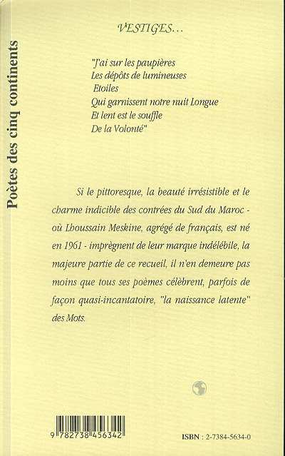 Quatrième de couverture de « VESTIGES »