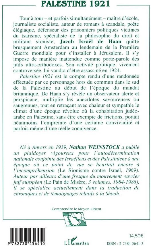 Quatrième de couverture de « PALESTINE 1921 »