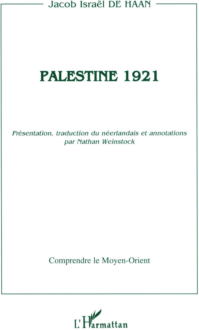 Couverture du livre « PALESTINE 1921 », librairie Les Contes Infusés à Corte