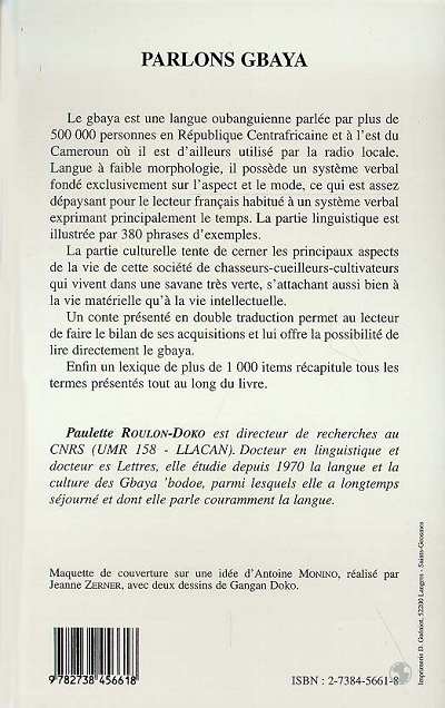 Quatrième de couverture de « PARLONS GBAYA »