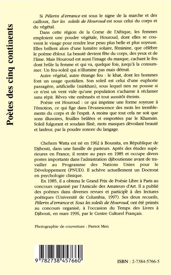 Quatrième de couverture de « SUR LES SOLEILS DE HOUROUD (POEMES) »