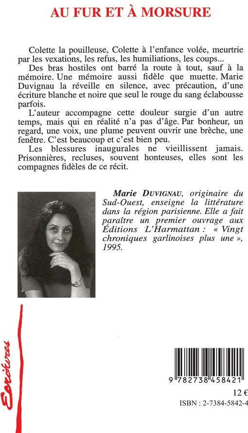 Quatrième de couverture de « AU FUR ET A MORSURE »