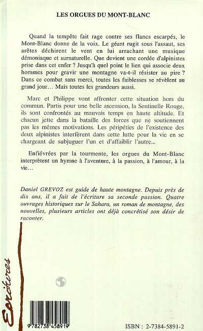 Quatrième de couverture de « LES ORGUES DU MONT-BLANC »
