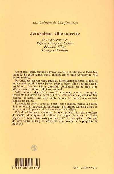 Quatrième de couverture de « JERUSALEM, VILLE OUVERTE »