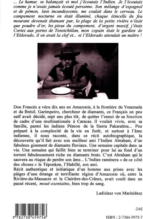 Quatrième de couverture de « DON FRANCES - RECIT D'UN CHASSEUR DE DIAMANTS »