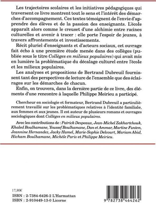 Quatrième de couverture de « PEDAGOGIES EN MILIEUX POPULAIRES »