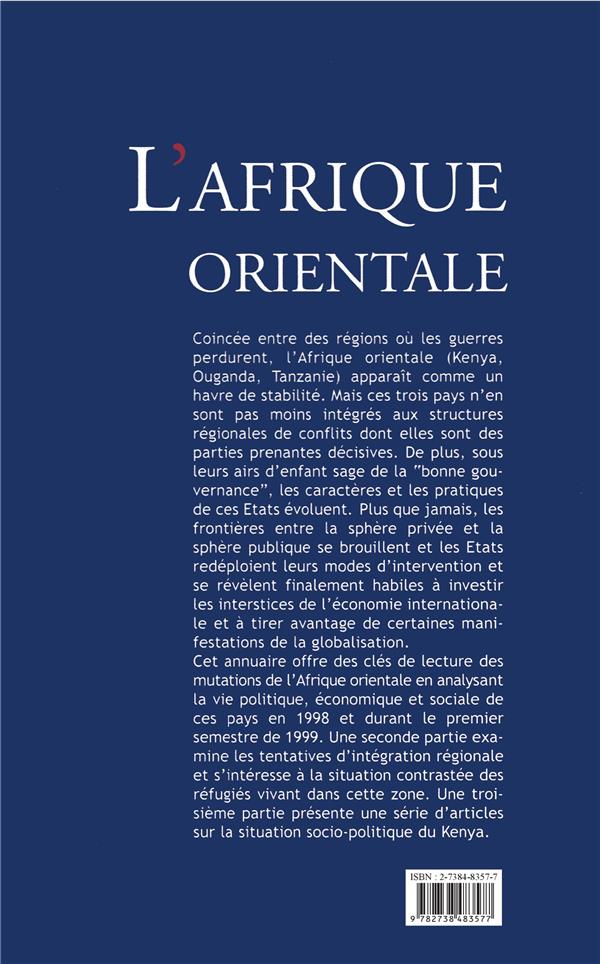 Quatrième de couverture de « L'AFRIQUE ORIENTALE - ANNUAIRE 2000 »