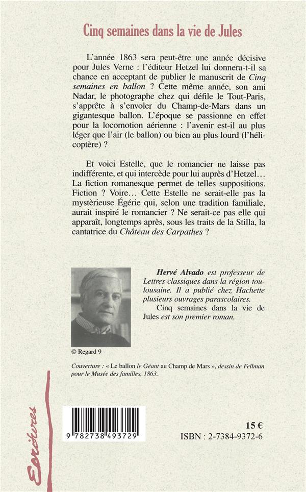 Quatrième de couverture de « CINQ SEMAINES DANS LA VIE DE JULES »