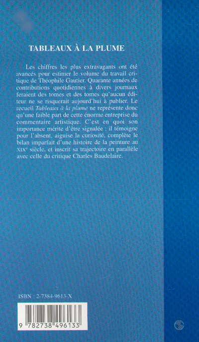 Quatrième de couverture de « BEAUX ARTS - TABLEAUX A LA PLUME »
