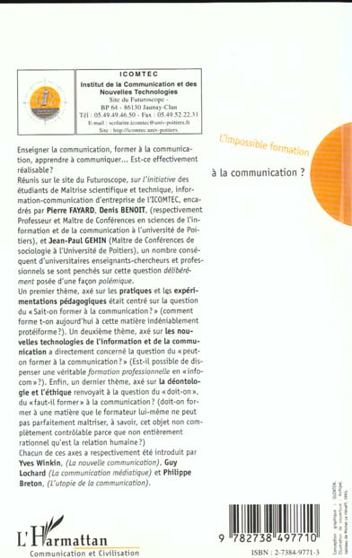 Quatrième de couverture de « L'IMPOSSIBLE FORMATION A LA COMMUNICATION ? »