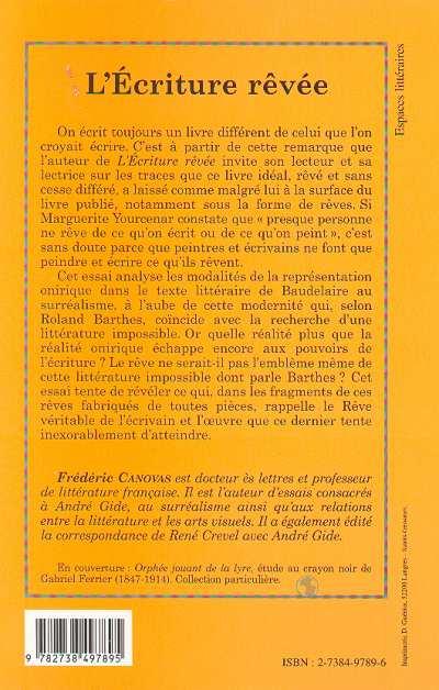 Quatrième de couverture de « L'ECRITURE REVEE »