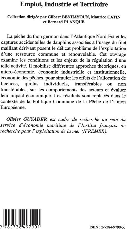 Quatrième de couverture de « L'EVALUATION ECONOMIQUE DE LA REGULATION DES PECHES »
