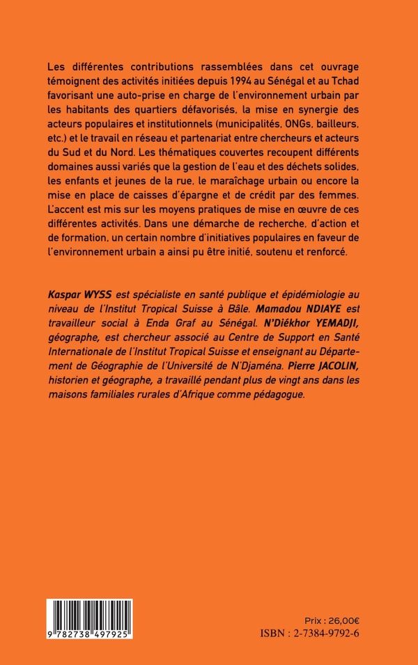 Quatrième de couverture de « VILLES EN SURSIS AU SAHEL - EXPERIENCES AU TCHAD ET AU SENEGAL »