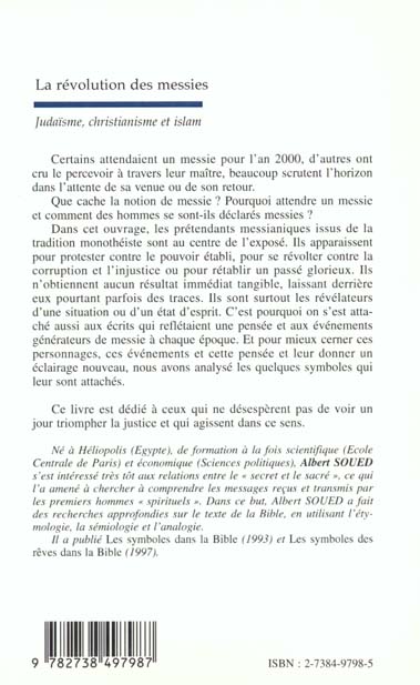 Quatrième de couverture de « LA REVOLUTIONS DES MESSIES »