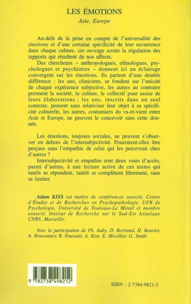 Quatrième de couverture de « LES EMOTIONS - ASIE, EUROPE »