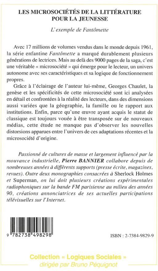 Quatrième de couverture de « LES MICROSOCIETES DE LA LITTERATURE POUR LA JEUNESSE »