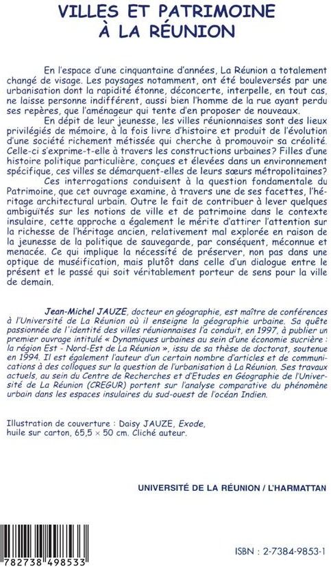 Quatrième de couverture de « VILLES ET PATRIMOINE A LA REUNION »
