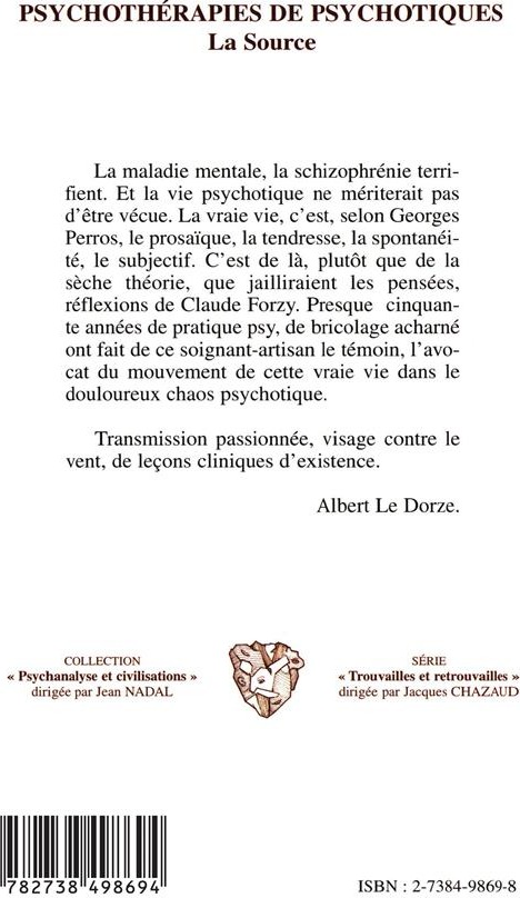 Quatrième de couverture de « PSYCHOTHERAPIES DE PSYCHOTIQUES - LA SOURCE »
