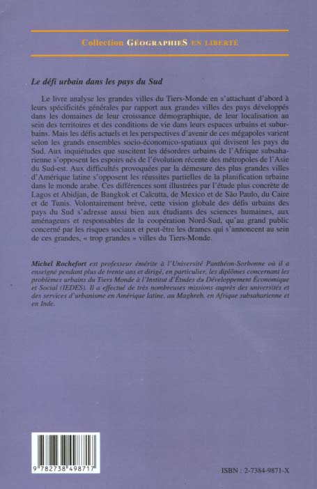Quatrième de couverture de « LE DEFI URBAIN DANS LES PAYS DU SUD »