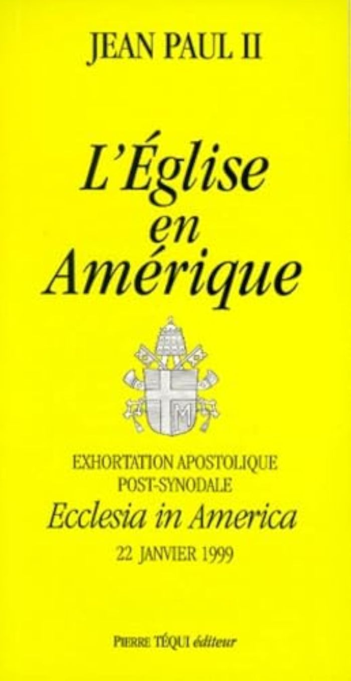 Couverture du livre « L'EGLISE EN AMERIQUE - ECCLESIA IN AMERICA - EXHORTATION APOSTOLIQUE POST-SYNODALE DU 22 JANVIER 199 », librairie Les Contes Infusés à Corte