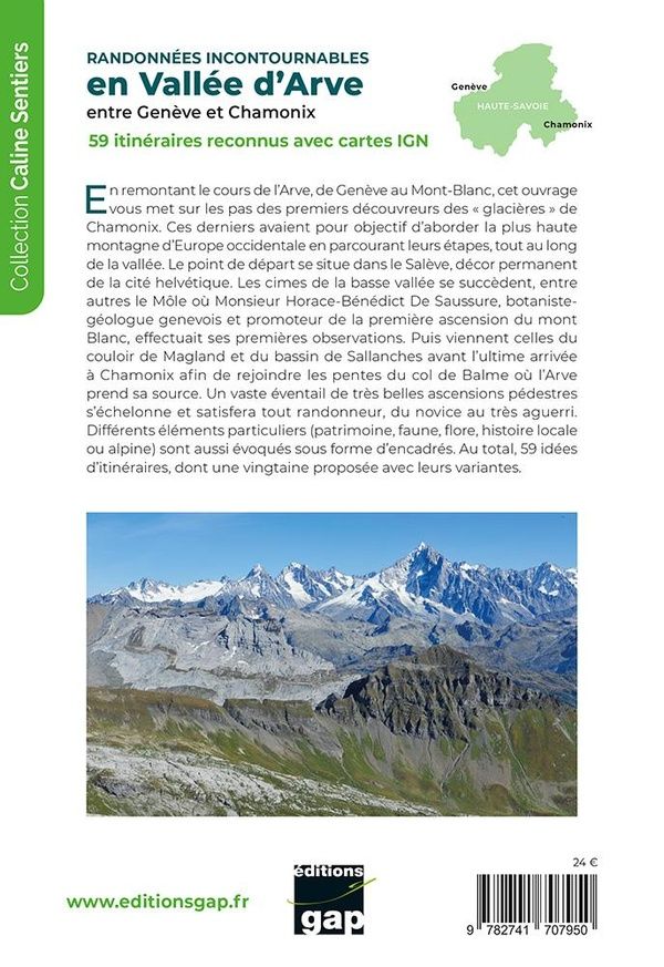 Quatrième de couverture de « Randonnées incontournables en Vallée d'Arve : entre Genève et Chamonix »