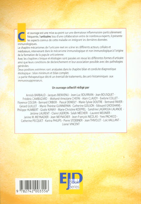 Quatrième de couverture de « LES URTICAIRES-DE LA CLINIQUE A LA THERAPEUTIQUE »
