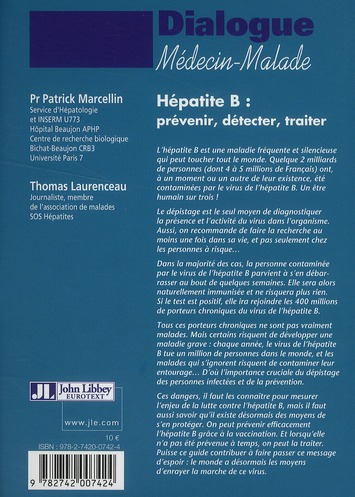 Quatrième de couverture de « HEPATITE B : PREVENIR, DETECTER, TRAITER »