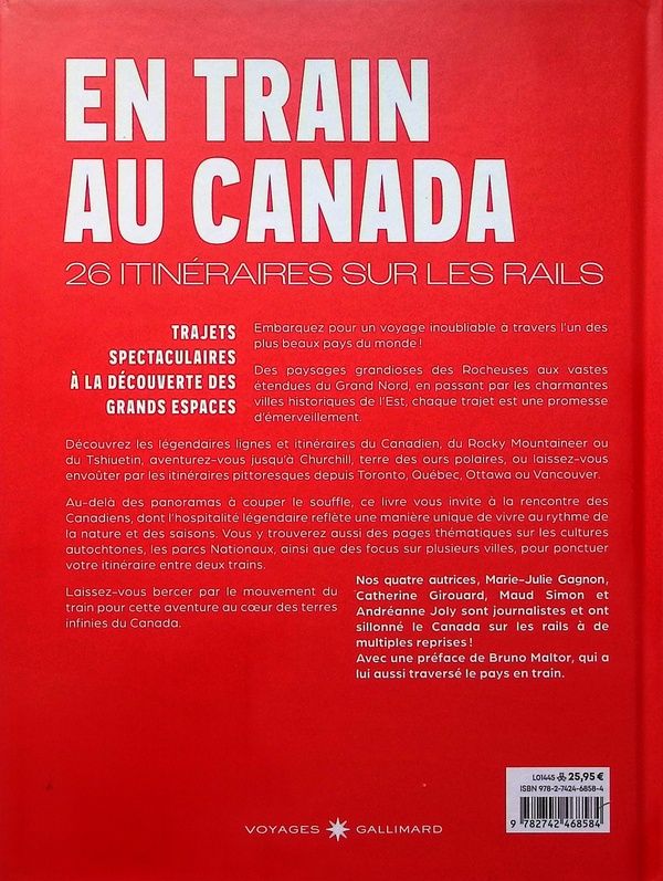 Quatrième de couverture de « En train au Canada : 26 itinéraires sur les rails »