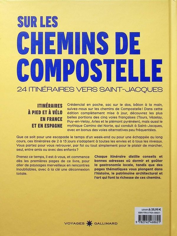 Quatrième de couverture de « Sur les chemins de Compostelle : 24 itinéraires vers Saint-Jacques »