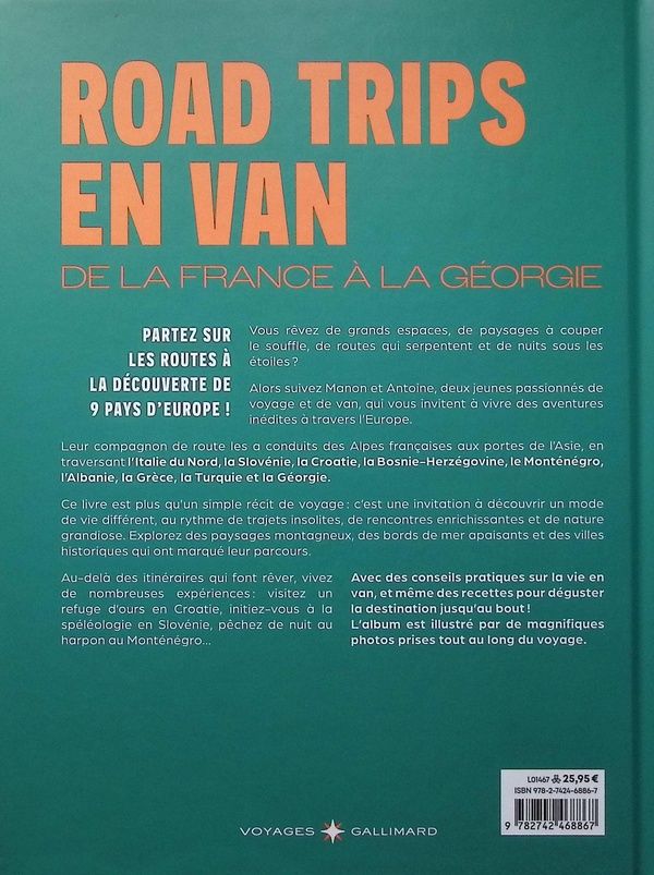 Quatrième de couverture de « Road trips en van : de la France à la Géorgie »
