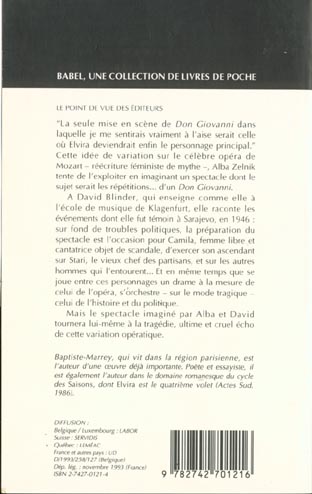 Quatrième de couverture de « ELVIRA »