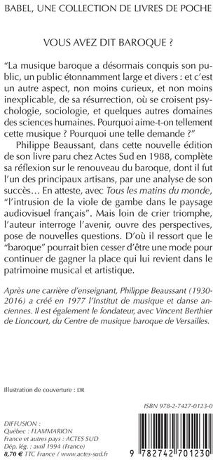 Quatrième de couverture de « VOUS AVEZ DIT BAROQUE ? »