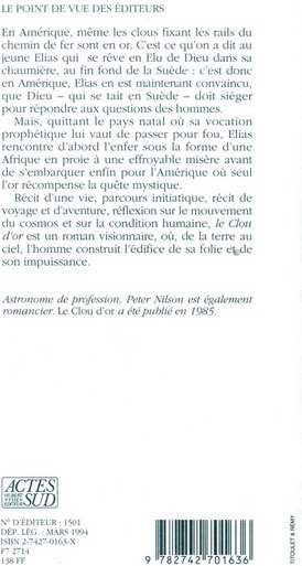 Quatrième de couverture de « LE CLOU D'OR »