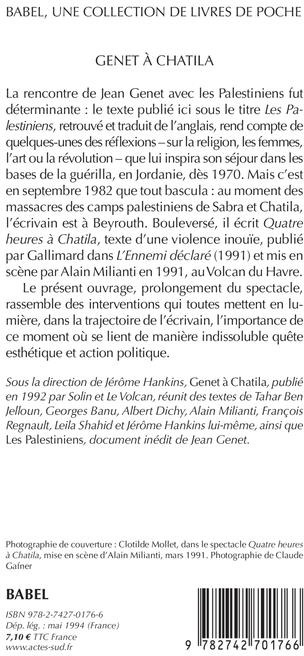 Quatrième de couverture de « GENET A CHATILA »
