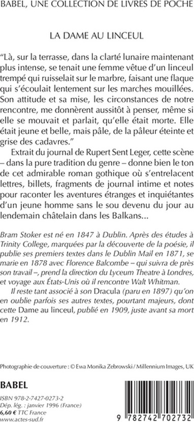 Quatrième de couverture de « LA DAME AU LINCEUL »