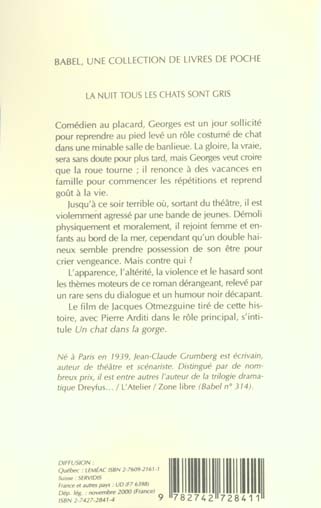 Quatrième de couverture de « LA NUIT TOUS LES CHATS SONT GRIS »