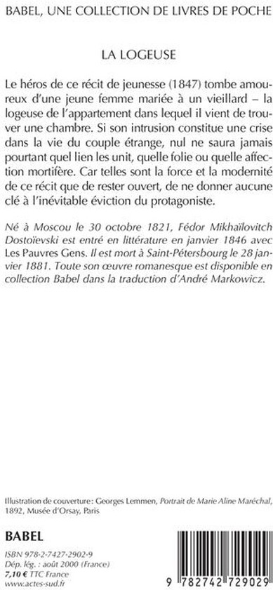 Quatrième de couverture de « LA LOGEUSE »