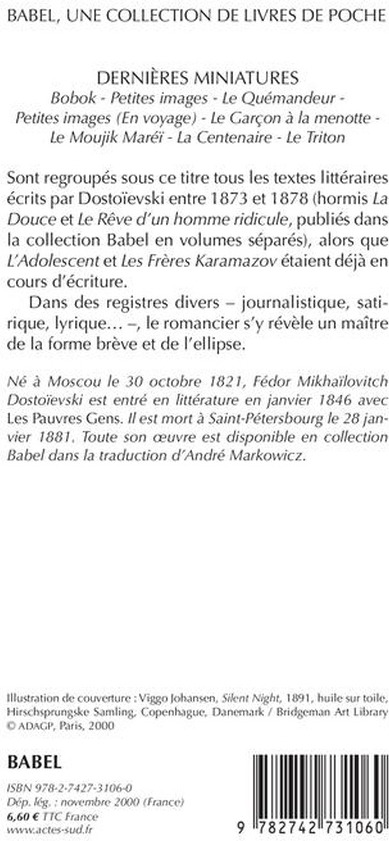 Quatrième de couverture de « DERNIERES MINIATURES »