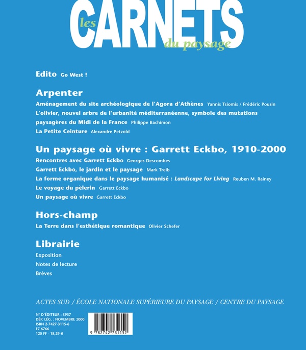 Quatrième de couverture de « LES CARNETS DU PAYSAGE N  6 - UN PAYSAGE OU VIVRE : GARRETT ECKBO, 1910-2000 »