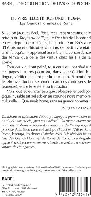 Quatrième de couverture de « DE VIRIS ILLUSTRIBUS URBIS ROMAE »