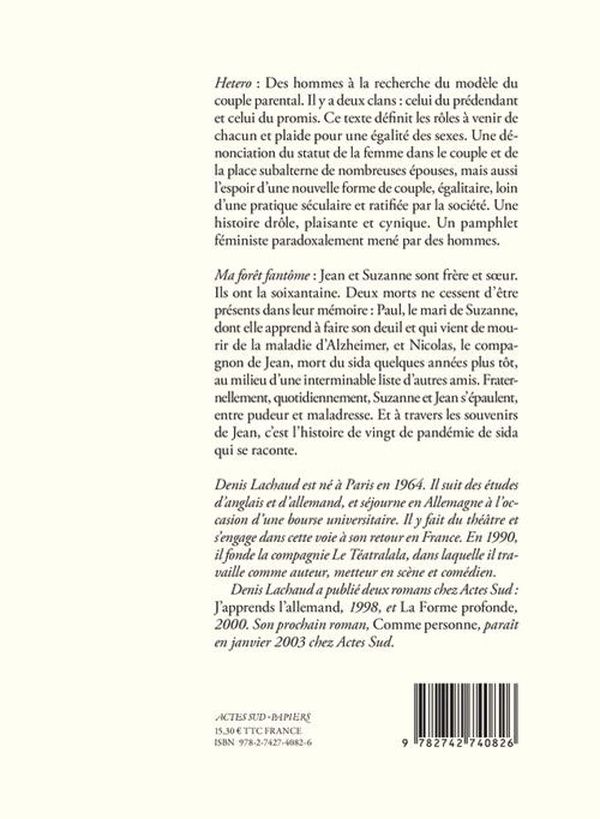 Quatrième de couverture de « HETERO SUIVI DE : MA FORET FANTOME »