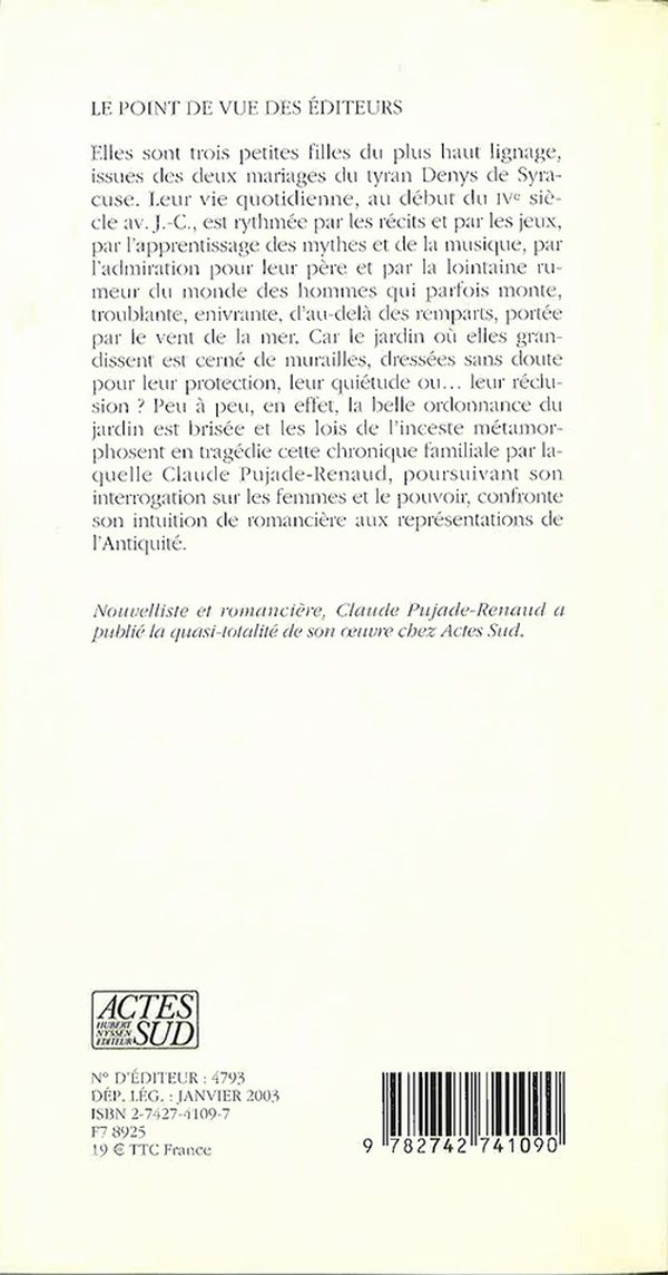 Quatrième de couverture de « LE JARDIN FORTERESSE »
