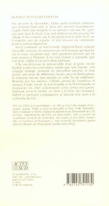 Quatrième de couverture de « L'ILE D'ODIN »