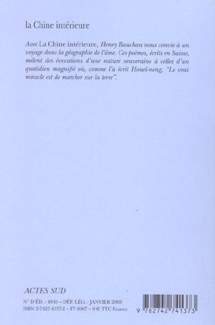 Quatrième de couverture de « LA CHINE INTERIEURE »
