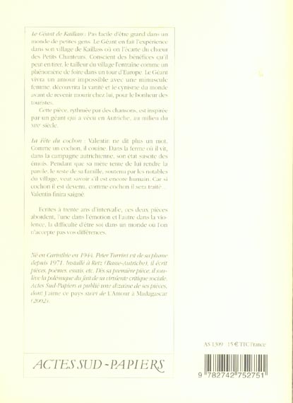 Quatrième de couverture de « GEANT DE KAILLASS SUIVI DE LA FETE DU COCHON »