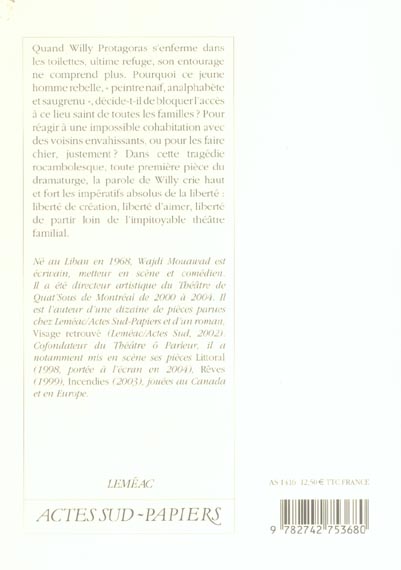 Quatrième de couverture de « WILLY PROTAGORAS ENFERME DANS LES TOILETTES »