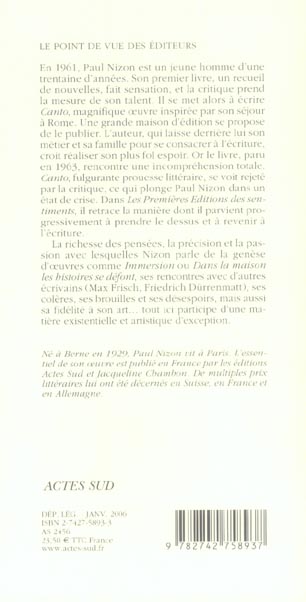 Quatrième de couverture de « LES PREMIERES EDITIONS DES SENTIMENTS - JOURNAL 1961-1972 »