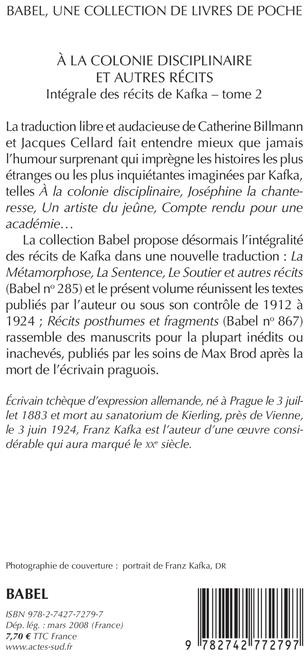Quatrième de couverture de « À la colonie disciplinaire : et autres récits »
